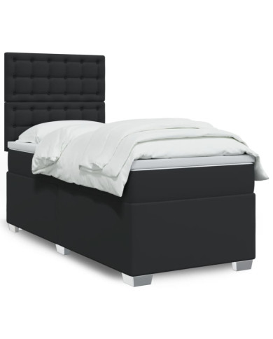 Sommier à lattes de lit avec matelas Noir 80x200cm Similicuir | Mobilier & Déco