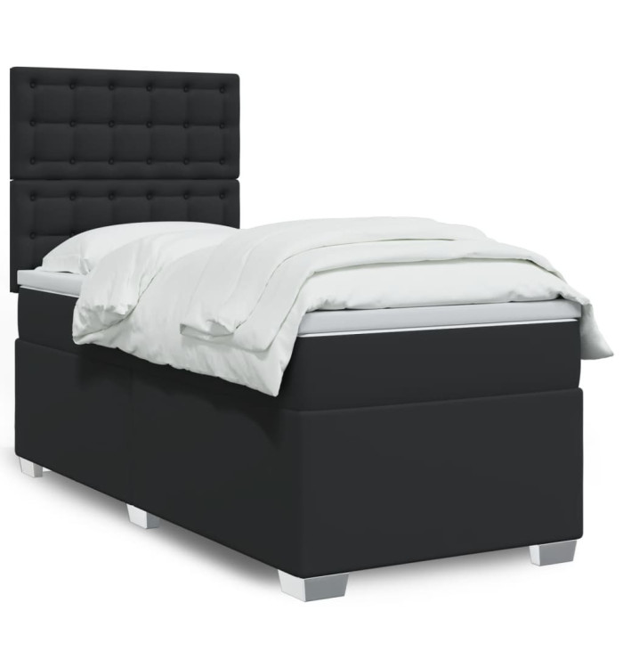Sommier à lattes de lit avec matelas Noir 80x200cm Similicuir | Mobilier & Déco