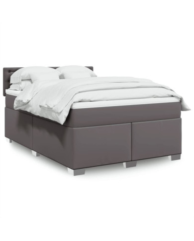 Sommier à lattes de lit avec matelas Gris 160x200 cm Similicuir | Mobilier & Déco