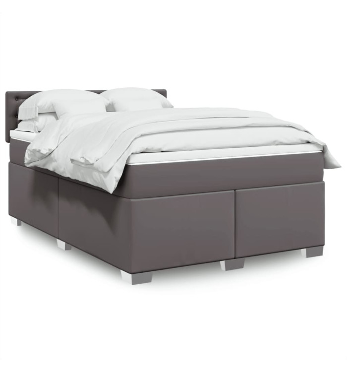 Sommier à lattes de lit avec matelas Gris 160x200 cm Similicuir | Mobilier & Déco