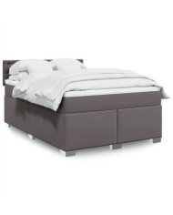 Sommier à lattes de lit avec matelas Gris 160x200 cm Similicuir | Mobilier & Déco