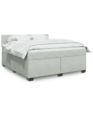 Sommier à lattes de lit et matelas Gris clair 180x200cm Velours | Mobilier & Déco