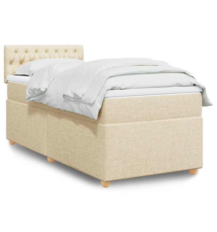 Sommier à lattes de lit et matelas Crème 90x190 cm Tissu | Mobilier & Déco