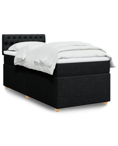 Sommier à lattes de lit avec matelas noir simple tissu | Mobilier & Déco