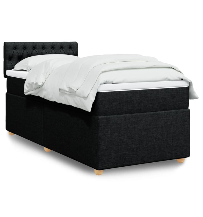 Sommier à lattes de lit avec matelas noir simple tissu | Mobilier & Déco