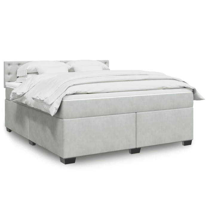 Sommier à lattes de lit et matelas Gris clair 180x200cm Velours | Mobilier & Déco