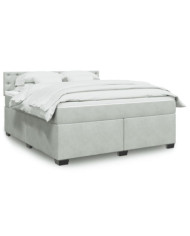 Sommier à lattes de lit et matelas Gris clair 180x200cm Velours | Mobilier & Déco