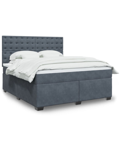 Sommier à lattes de lit et matelas Gris foncé 180x200cm Velours | Mobilier & Déco