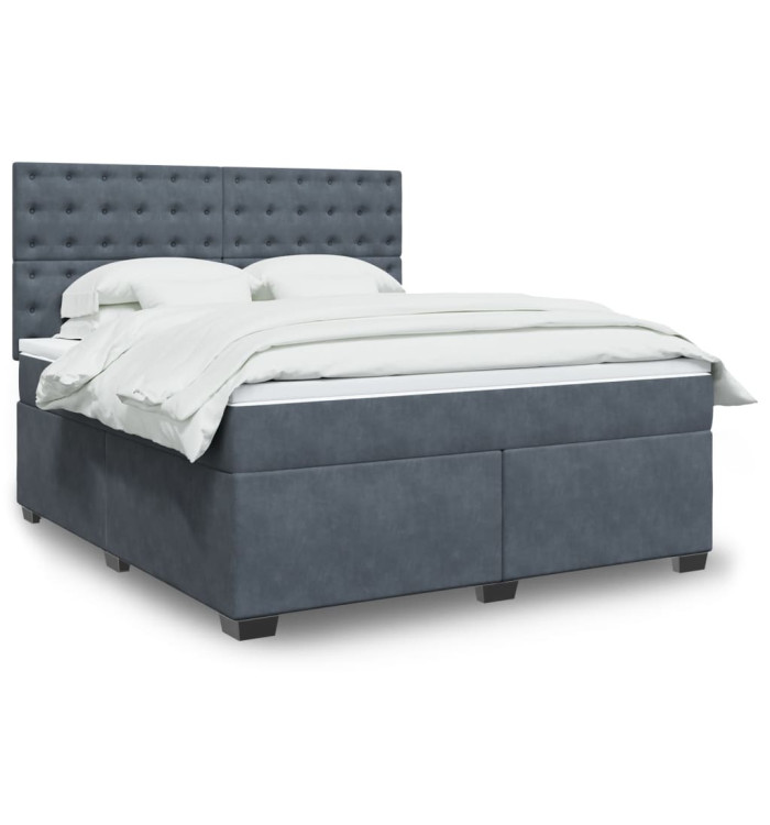 Sommier à lattes de lit et matelas Gris foncé 180x200cm Velours | Mobilier & Déco