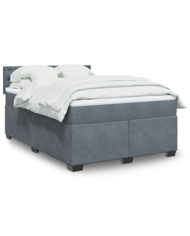 Sommier à lattes de lit et matelas Gris foncé 160x200cm Velours | Mobilier & Déco