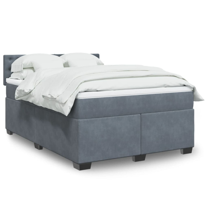 Sommier à lattes de lit et matelas Gris foncé 160x200cm Velours | Mobilier & Déco
