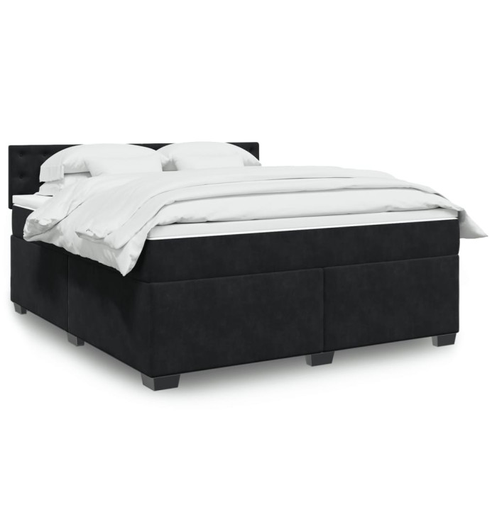 Sommier à lattes de lit avec matelas Noir 180x200 cm Velours | Mobilier & Déco