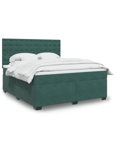 Sommier à lattes de lit et matelas Vert foncé 180x200cm Velours | Mobilier & Déco