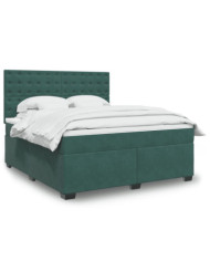 Sommier à lattes de lit et matelas Vert foncé 180x200cm Velours | Mobilier & Déco