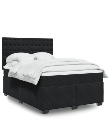Sommier à lattes de lit et matelas Noir 160x200 cm Velours | Mobilier & Déco