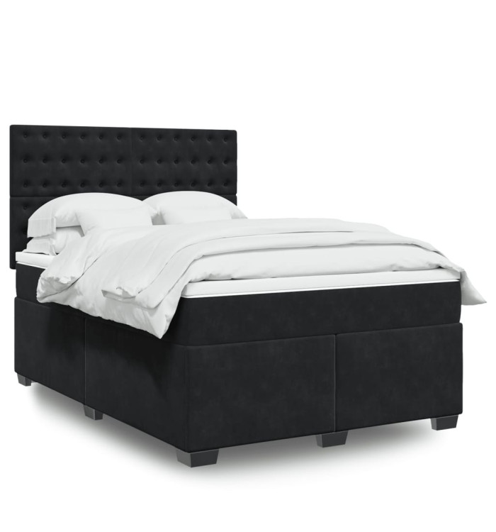 Sommier à lattes de lit et matelas Noir 160x200 cm Velours | Mobilier & Déco