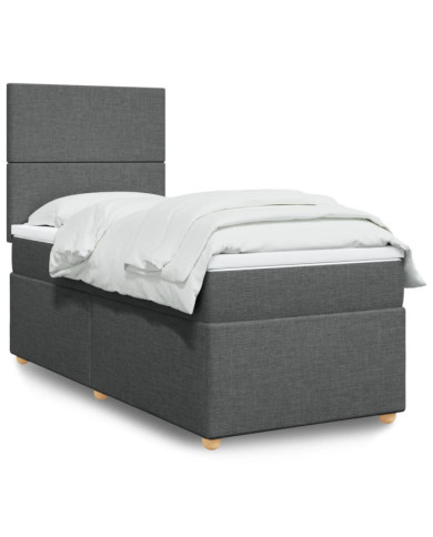 Sommier à lattes de lit et matelas Gris foncé 90x190 cm Tissu | Mobilier & Déco