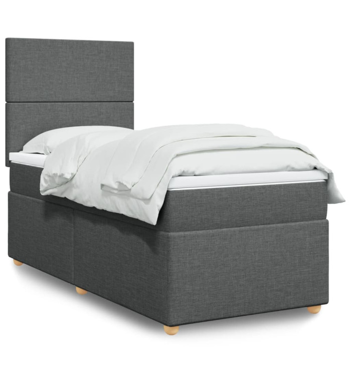 Sommier à lattes de lit et matelas Gris foncé 90x190 cm Tissu | Mobilier & Déco