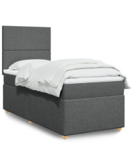 Sommier à lattes de lit et matelas Gris foncé 90x190 cm Tissu | Mobilier & Déco