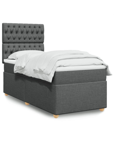 Sommier à lattes de lit et matelas Gris foncé 90x190 cm Tissu | Mobilier & Déco