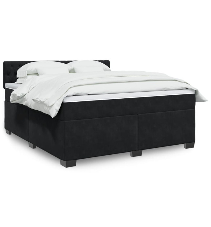 Sommier à lattes de lit avec matelas Noir 180x200 cm Velours | Mobilier & Déco