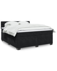 Sommier à lattes de lit avec matelas Noir 180x200 cm Velours | Mobilier & Déco