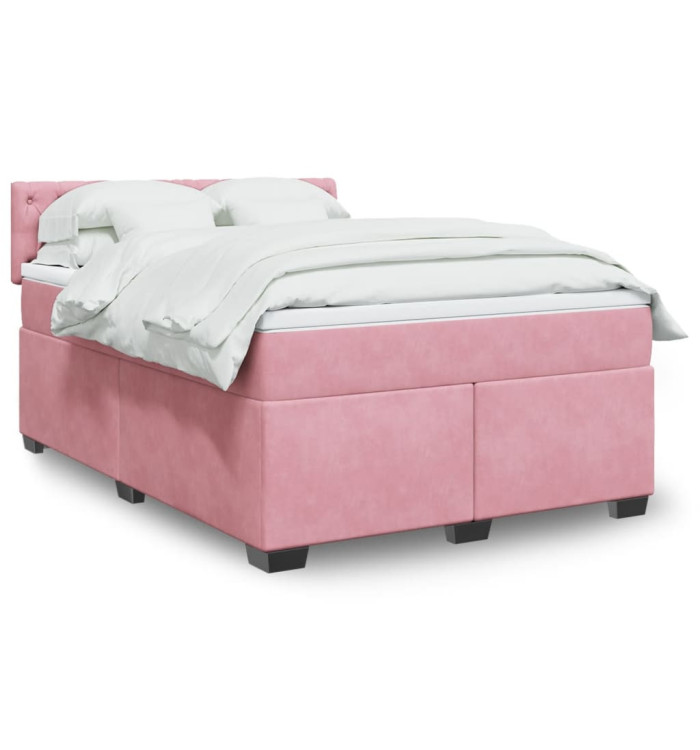 Sommier à lattes de lit avec matelas Rose 160x200 cm Velours | Mobilier & Déco