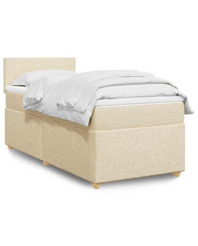 Sommier à lattes de lit avec matelas Crème 80x200 cm Tissu | Mobilier & Déco