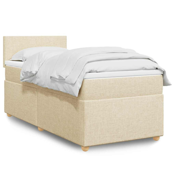 Sommier à lattes de lit avec matelas Crème 80x200 cm Tissu | Mobilier & Déco