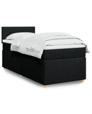 Sommier à lattes de lit avec matelas Noir 90x190 cm Tissu | Mobilier & Déco