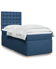 Sommier à lattes de lit avec matelas Bleu 90x190 cm Tissu | Mobilier & Déco