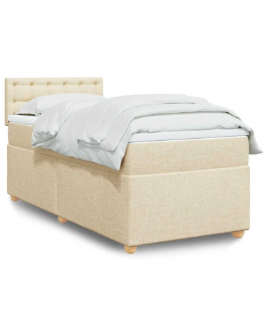 Sommier à lattes de lit avec matelas Crème 80x200 cm Tissu | Mobilier & Déco