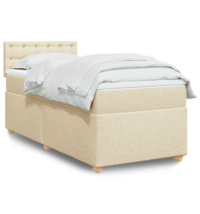 Sommier à lattes de lit avec matelas Crème 80x200 cm Tissu | Mobilier & Déco