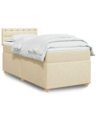 Sommier à lattes de lit avec matelas Crème 80x200 cm Tissu | Mobilier & Déco