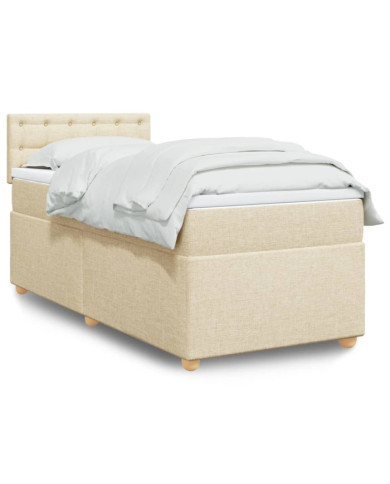 Sommier à lattes de lit avec matelas Crème 80x200 cm Tissu | Mobilier & Déco