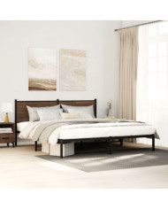 Cadre de lit en métal sans matelas chêne marron 200x200 cm | Mobilier & Déco