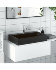 Vasque 60x38x11 cm fonte minérale/marbre noir mat | Mobilier & Déco