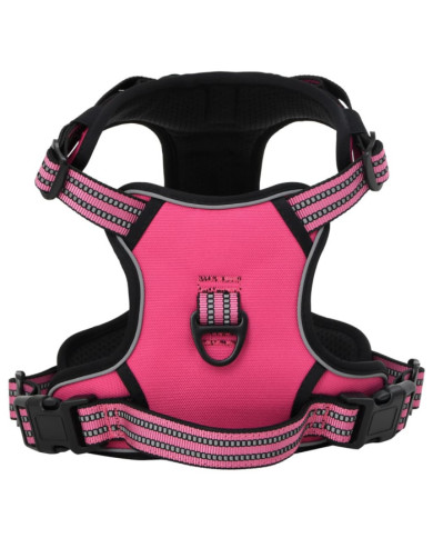 Harnais pour chien avec bandes réfléchissantes réglables rose S | Mobilier & Déco