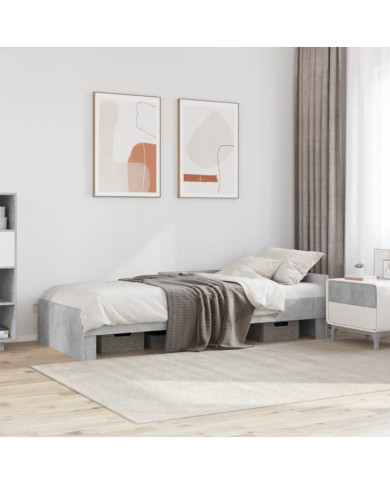 Cadre de lit sans matelas gris béton 75x190cm bois d'ingénierie | Mobilier & Déco