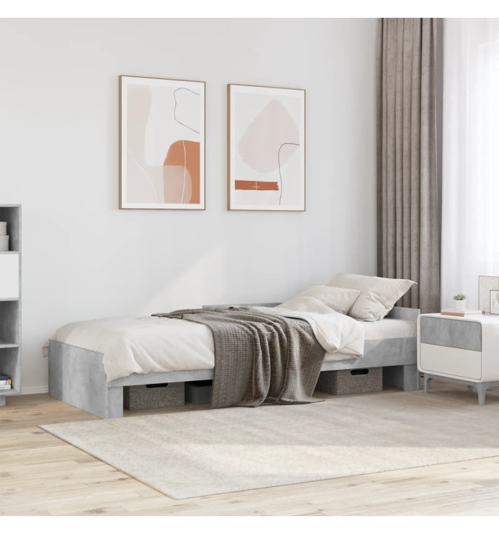 Cadre de lit sans matelas gris béton 75x190cm bois d'ingénierie | Mobilier & Déco