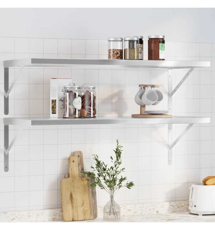 Étagères murales 2 pcs 100x40x3 cm argenté acier inoxydable | Mobilier & Déco