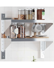 Étagère murale 2 niveaux 50x23,5x48 cm argenté acier inoxydable | Mobilier & Déco