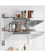 Étagère murale à 2 niveaux 50x40x48 cm argenté acier inoxydable | Mobilier & Déco
