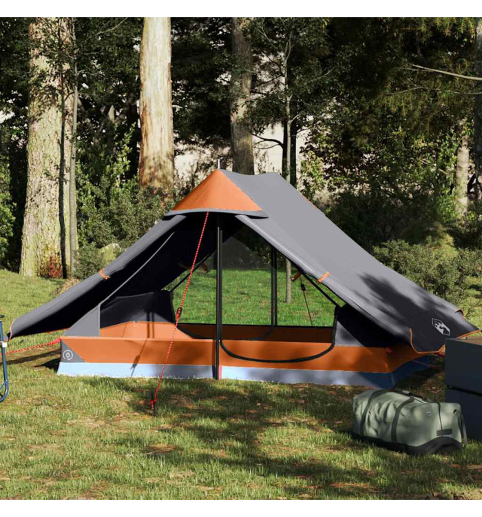 Tente de camping 2 personnes gris imperméable | Mobilier & Déco
