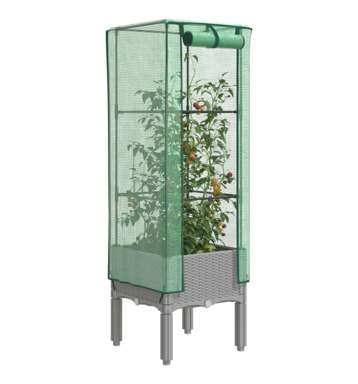 Jardinière surélevée avec housse aspect rotin 40x40x140 cm | Mobilier & Déco