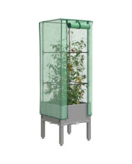 Jardinière surélevée avec housse aspect rotin 40x40x140 cm | Mobilier & Déco