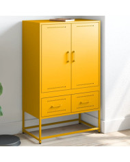 Buffet haut jaune moutarde 68x39x111,5 cm acier | Mobilier & Déco