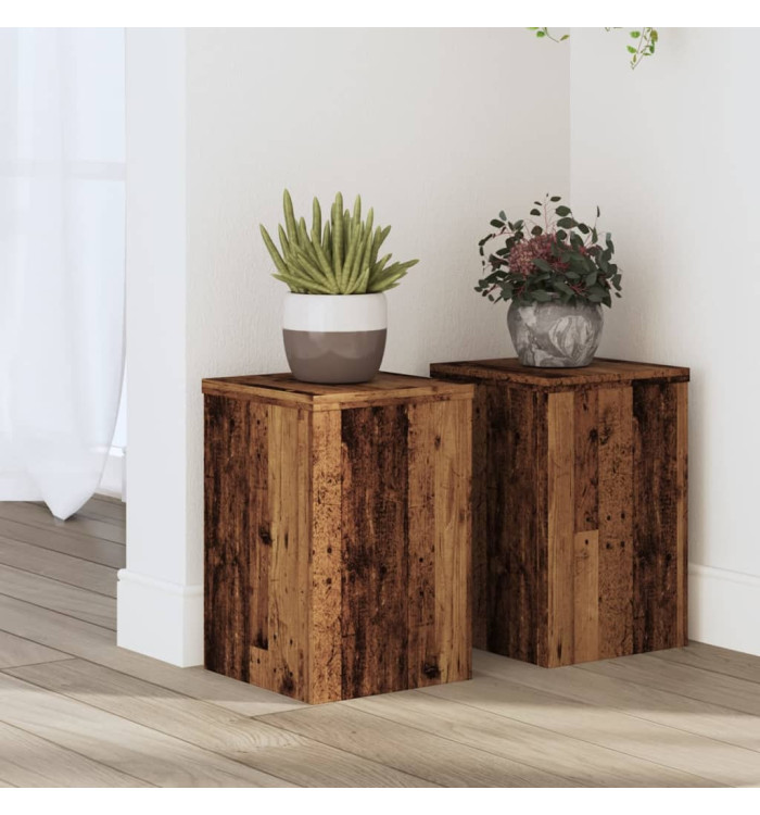 Supports pour plantes 2 pcs vieux bois bois d'ingénierie | Mobilier & Déco