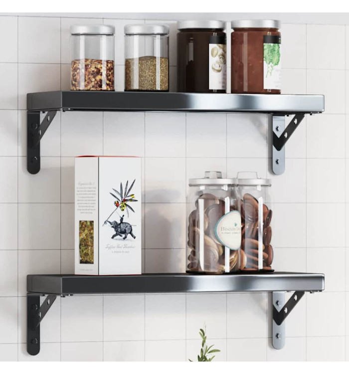 Supports d'étagères 4 pcs 15x2,5x11,5 cm noir acier inoxydable | Mobilier & Déco