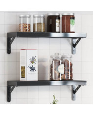 Supports d'étagères 4 pcs 15x2,5x11,5 cm noir acier inoxydable | Mobilier & Déco